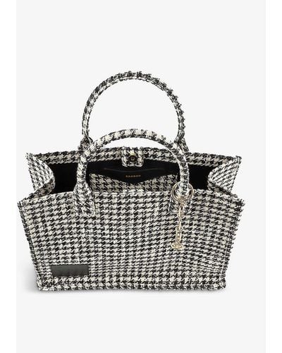 Sandro Kasbah Houndstooth Tweed Large Cotton Tote Bag - Multicolour