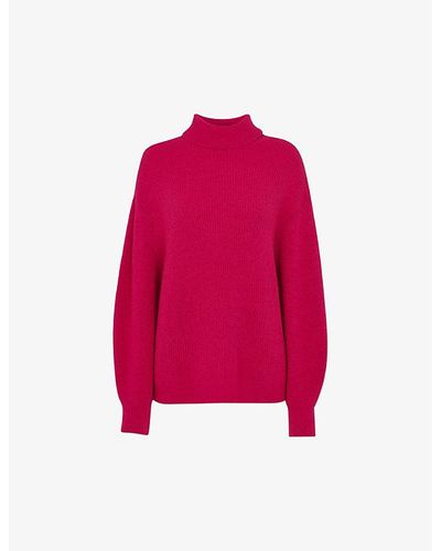 Whistles Turtleneck Oversized-fit Stretch Wool-blend Sweater - Pink