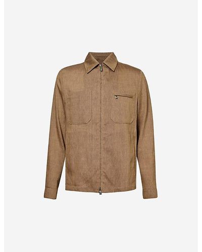 Corneliani Chest-pocket Long-sleeved Cotton Overshirt - Brown