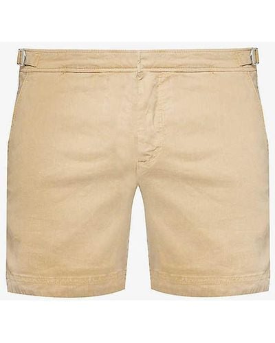 Orlebar Brown Buckled-waist Straight-leg Linen-blend Shorts - Natural