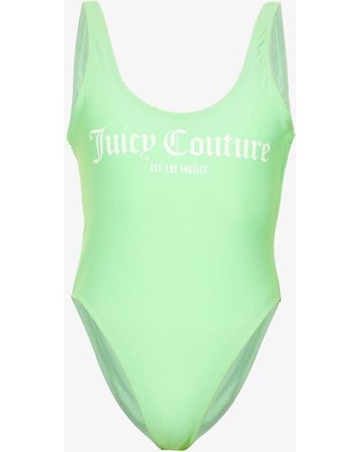 Juicy Couture Logo-print Open-back Swimsuit - Green