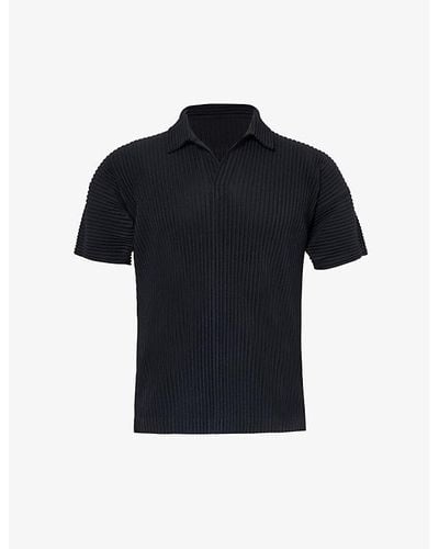 Homme Plissé Issey Miyake Pleated Regular-fit Knitted Polo Shirt - Black