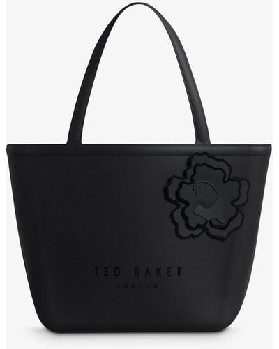 Ted Baker Jellio Logo-print Floral-appliqué Small Silicone Tote Bag - Black