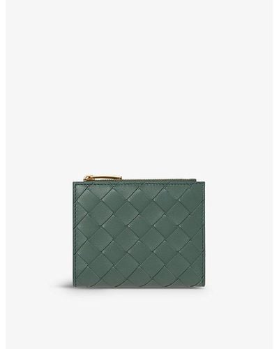 Bottega Veneta Intrecciato Small Leather Bifold Wallet - Green