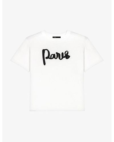 Maje Graphic-print Short-sleeve Cotton T-shirt - White