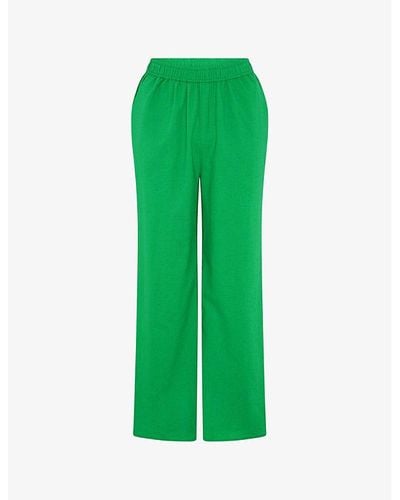 OMNES Ramela Elasticated-waist Cotton And Linen-blend Pants - Green