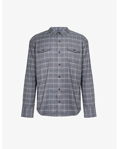 PAIGE Everett Check-pattern Cotton-blend Shirt X - Blue