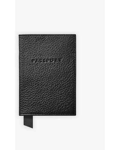 Aspinal of London Logo-print Grained-leather Passport Cover - Black