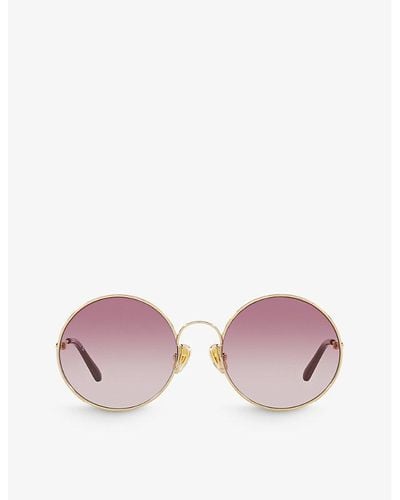 Chloé Cc0016s Round-frame Metal Sunglasses - Purple