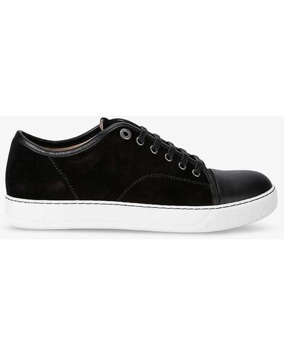 Lanvin Dbb1 Contrast-sole Suede And Leather Low-top Trainers - Black