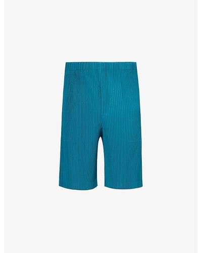 Homme Plissé Issey Miyake May Pleated Knitted Short - Blue