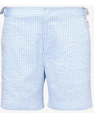 Orlebar Brown Bulldog Stripe-print Stretch-woven Shorts - Blue