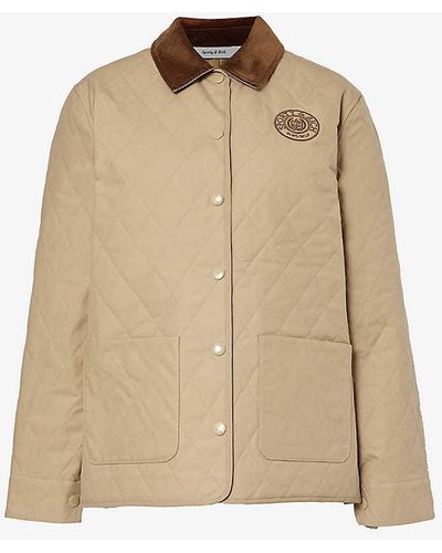 Sporty & Rich Connecticut Crest Quilted Cotton Jacket - Natural