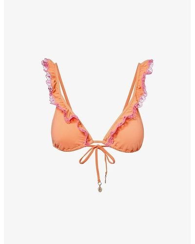 Seafolly Lucia Frilled-trim Triangle Recycled Nylon-blend Bikini Top - Pink