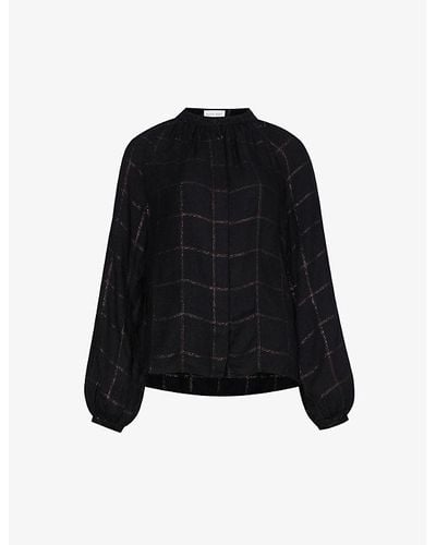 Bella Dahl Checked Relaxed-fit Woven-blend Shirt - Black
