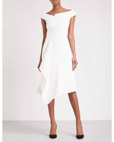 Roland Mouret Barwick Fit-and-flare Wool-crepe Dress - White