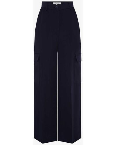 OMNES Vy Brook Wide-leg High-rise Woven Cargo Trousers - Blue