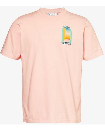 Casablancabrand Printed Organic Cotton-jersey T-shirt - Pink