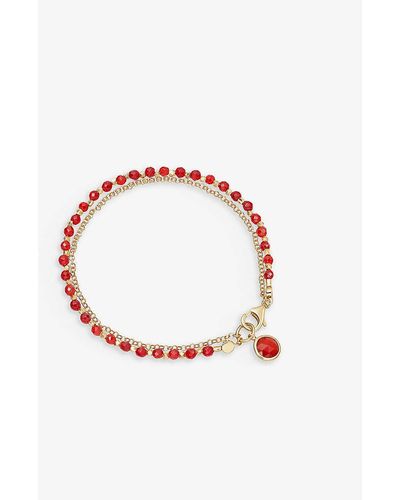 Astley Clarke Biography 18ct Yellow Gold-plated Sterling Silver And Red Agate Bracelet