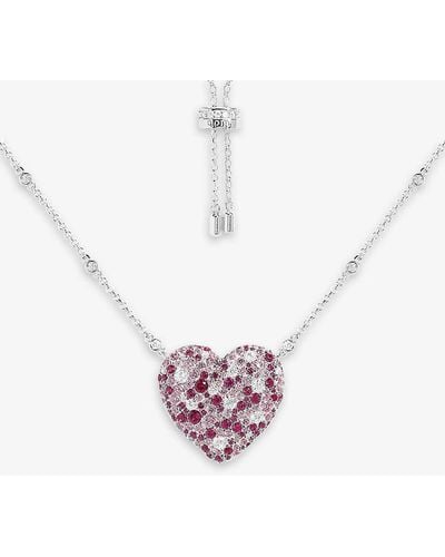Apm Monaco Fuchsia Heart Sterling- And Zirconia Pendant Necklace - White