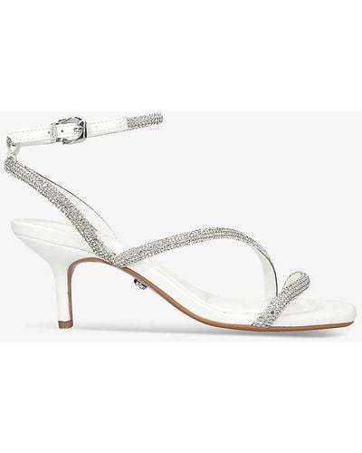 Carvela Kurt Geiger Paparazzi Low 55 Crystal-embellished Woven Heeled Sandals - White