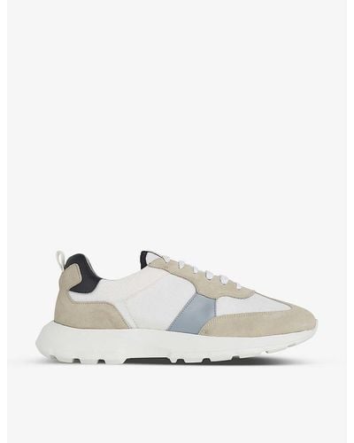 Reiss Evo Colour-blocked Suede And Mesh Low-top Trainers - White