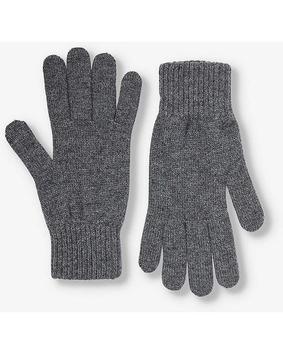 Johnstons of Elgin Ribbed Brushed-texture Cashmere Gloves - Grey