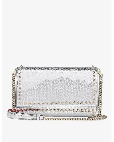 Christian Louboutin Paloma Snake-embossed Leather Clutch Bag - Gray