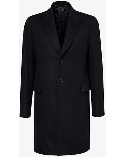 Paul Smith Vy Single-breasted Front-pocket Wool And Cashmere-blend Coat - Blue