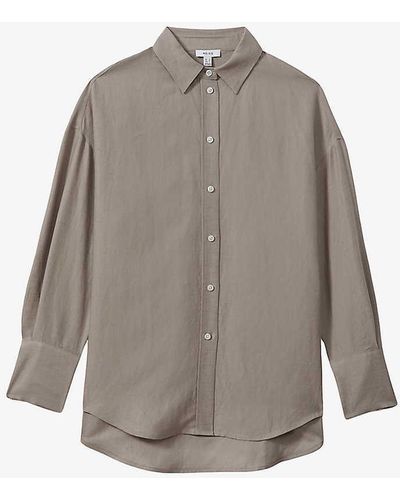 Reiss Sian Relaxed-fit Woven Shirt - Grey
