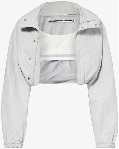 Alexander Wang Funnel-neck Cropped Shell Jacket - White