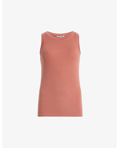 AllSaints Rina Round-neck Stretch-woven Tank Top - Pink