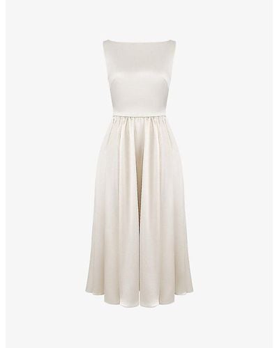 House Of Cb Shayla Gathered-skirt Satin Midi Dress - White