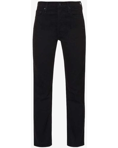Mother Tomcat Brand-patch Straight-leg Mid-rise Cotton-blend Jeans - Black