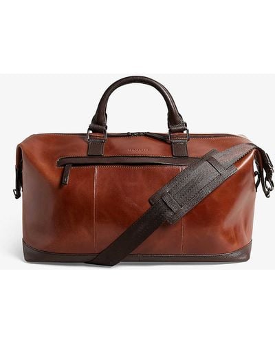 Ted Baker Logo-embossed Leather Holdall - Brown