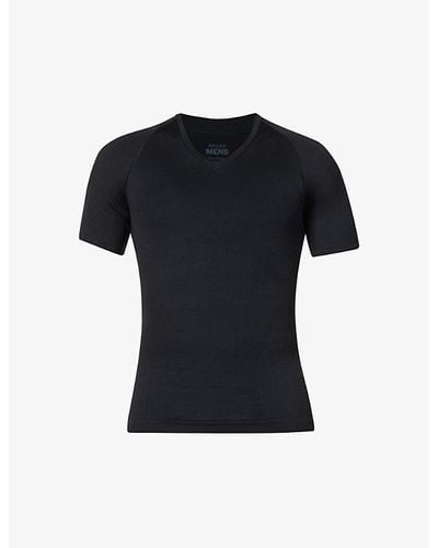 Spanx Ultra-sculpt Seamless V-neck Stretch-jersey T-shirt Xx - Black