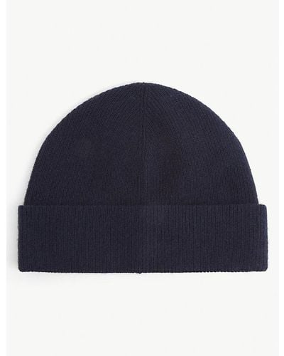 Sandro Ribbed Cashmere Beanie Hat - Blue