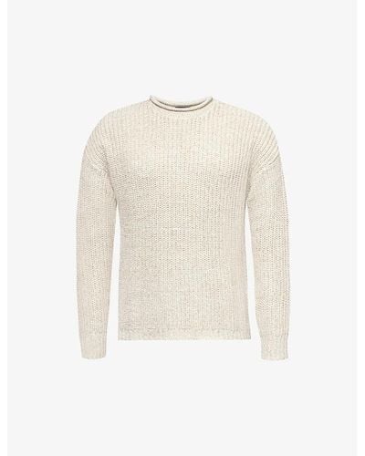 RRL Relaxed-fit Crewneck Cotton And Linen-bend Jumper - White
