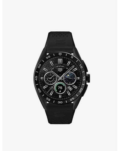 Tag Heuer Sbr8a80.bt6261 Connected Titanium And Rubber Fitness Watch - Black