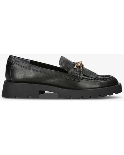 Dolce Vita Erna Chain-embellished Fringed Leather Loafers - Black
