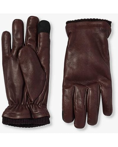 Hestra John Ribbed-cuff Leather Gloves - Brown