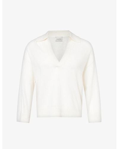 LeKasha Open-collar Relaxed-fit Organic-cashmere Jumper - White
