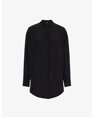 Victoria Beckham Regular-fit Asymmetric Silk Shirt - Blue