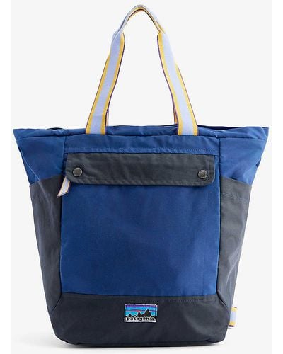 Patagonia 50th Anniversary Brand-patch Waxed-canvas Tote Bag - Blue