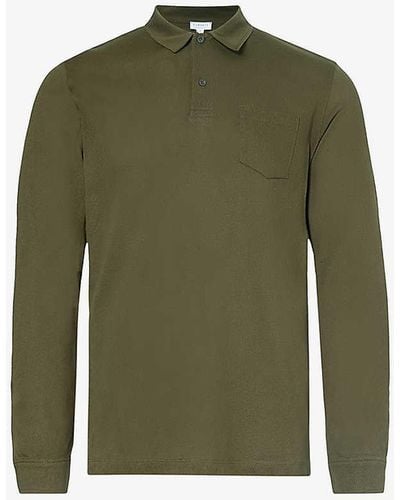 Sunspel Riviera Long-sleeve Cotton-piqué Polo Shirt Xx - Green