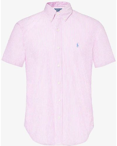 Polo Ralph Lauren Seersucker Short-sleeve Cotton Shirt Xx - Pink