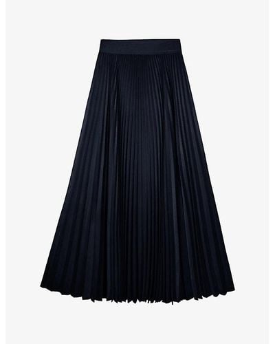 The White Company Vy Pleated High-rise Recycled-polyester Midi Skirt - Blue
