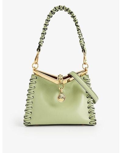 Etro Vela Small Leather Top-handle Bag - Green