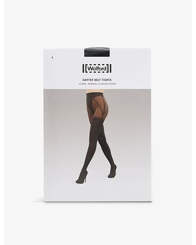 Wolford Garter-belt Stretch-woven Tights - White