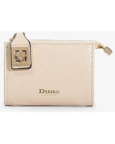 Dune Koined Patent Faux-leather Purse - Natural
